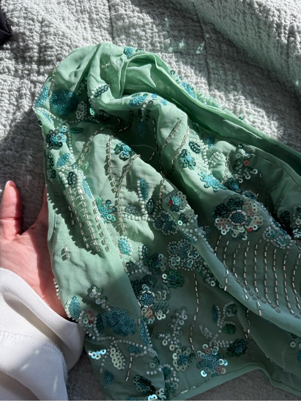 Peppermayo Mint Green One-Shoulder Embroidered Two-Piece Dress - Picture 6 of 6